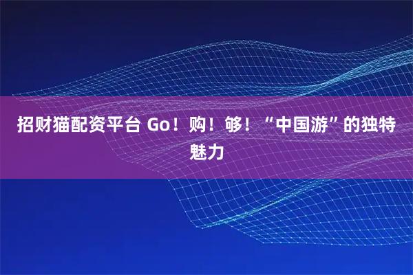 招财猫配资平台 Go！购！够！“中国游”的独特魅力