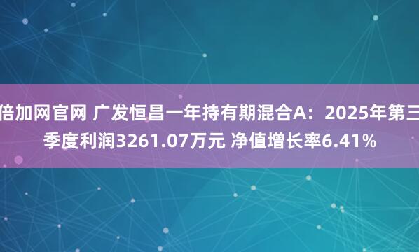 倍加网官网 广发恒昌一年持有期混合A：2025年第三季度利润3261.07万元 净值增长率6.41%